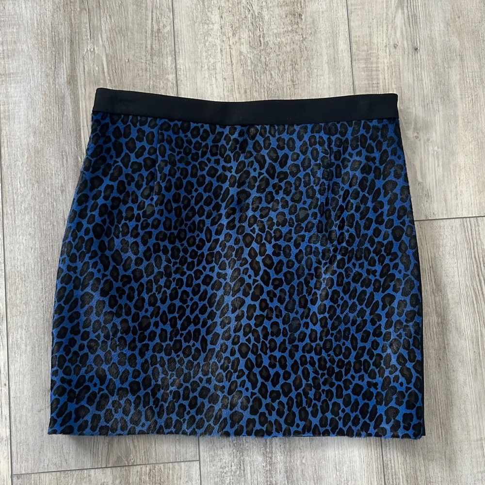 Tibi Blue and Black Animal Print Pencil Skirt
